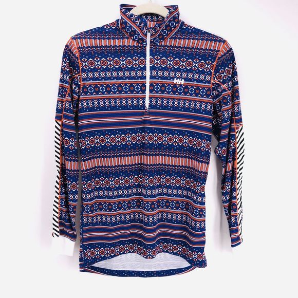Helly Hansen Blue and Orange Patterned Long Sleeve Top - Picture 1 of 8